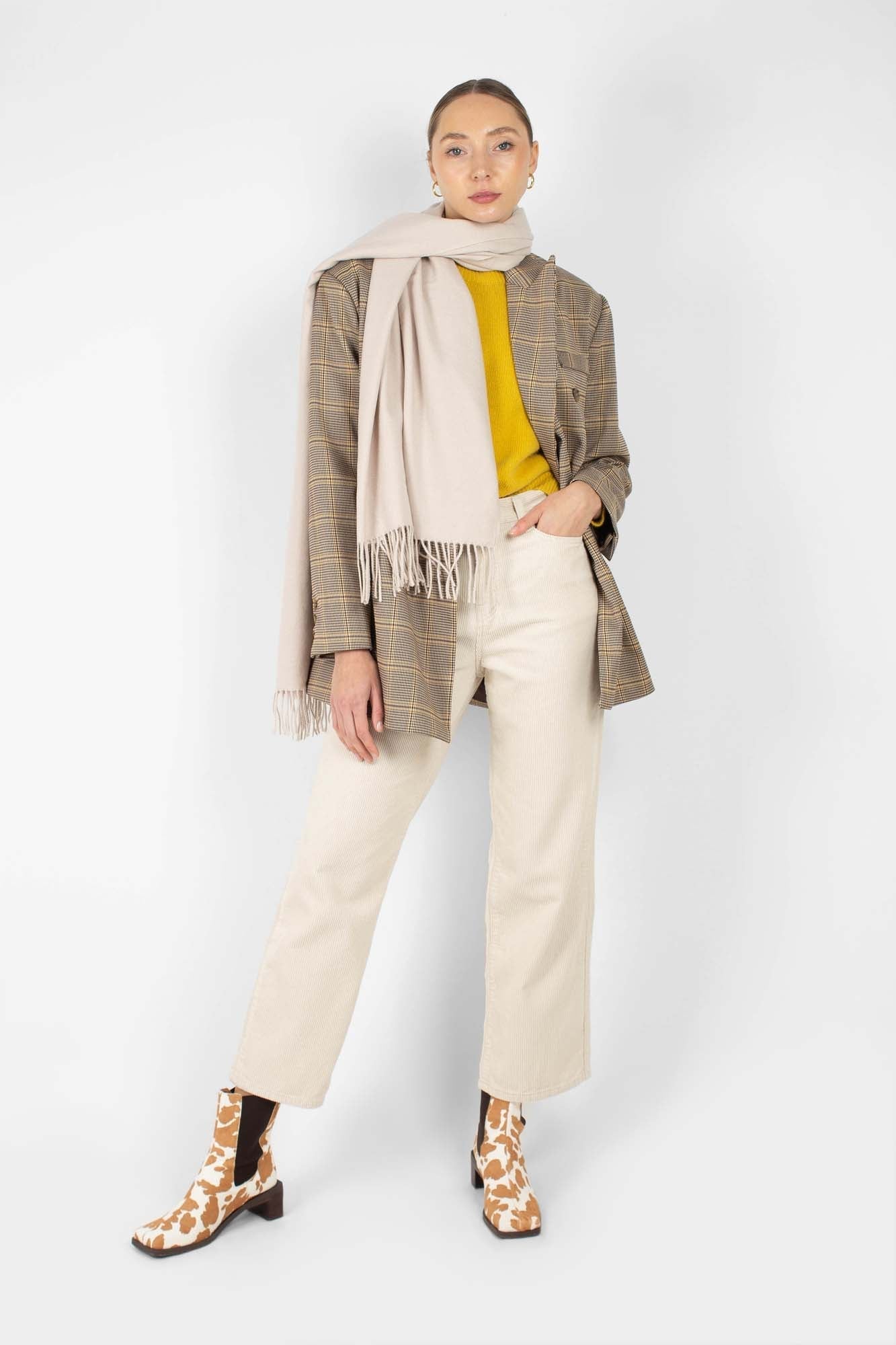 Yellow angora crew neck jumper