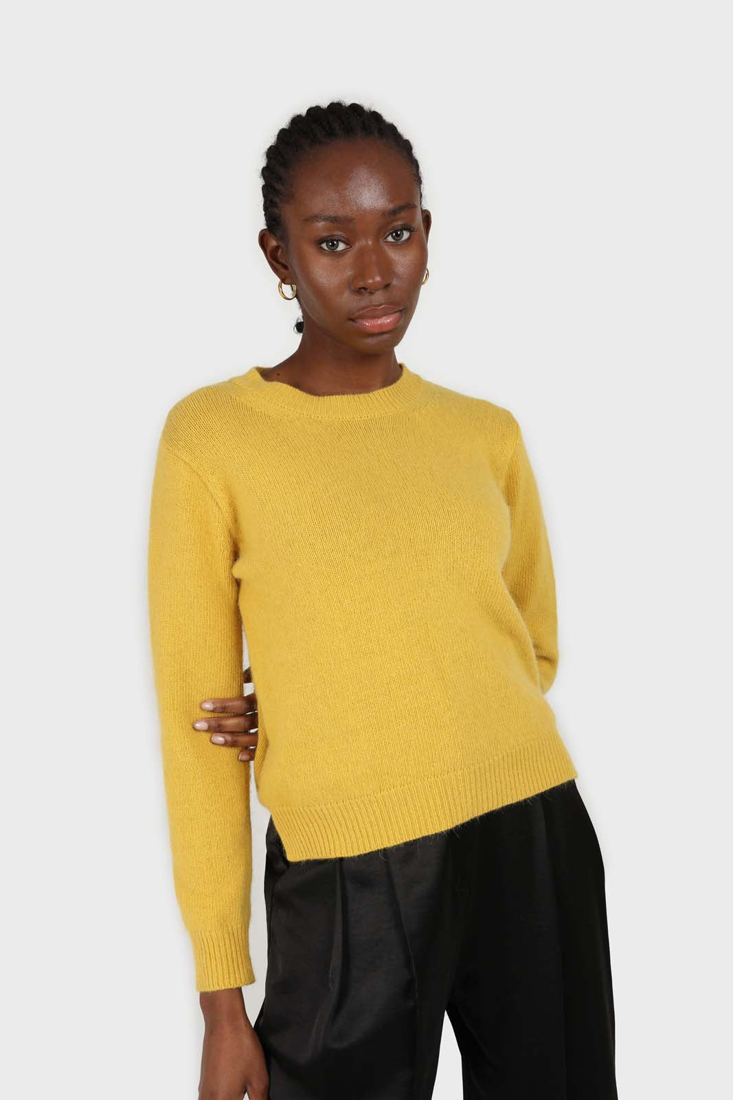 Yellow angora crew neck jumper