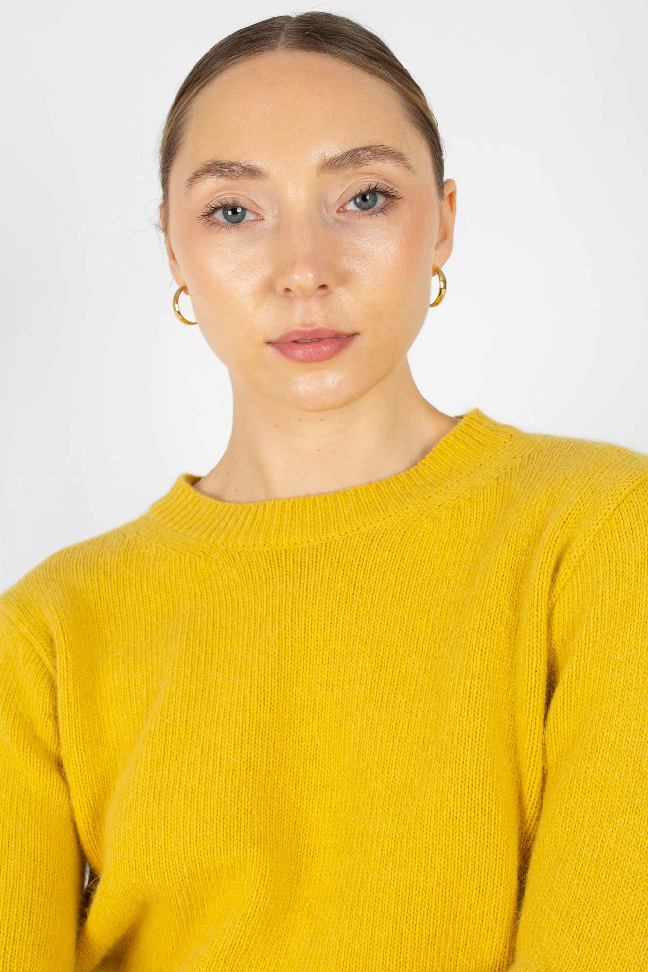 Yellow angora crew neck jumper