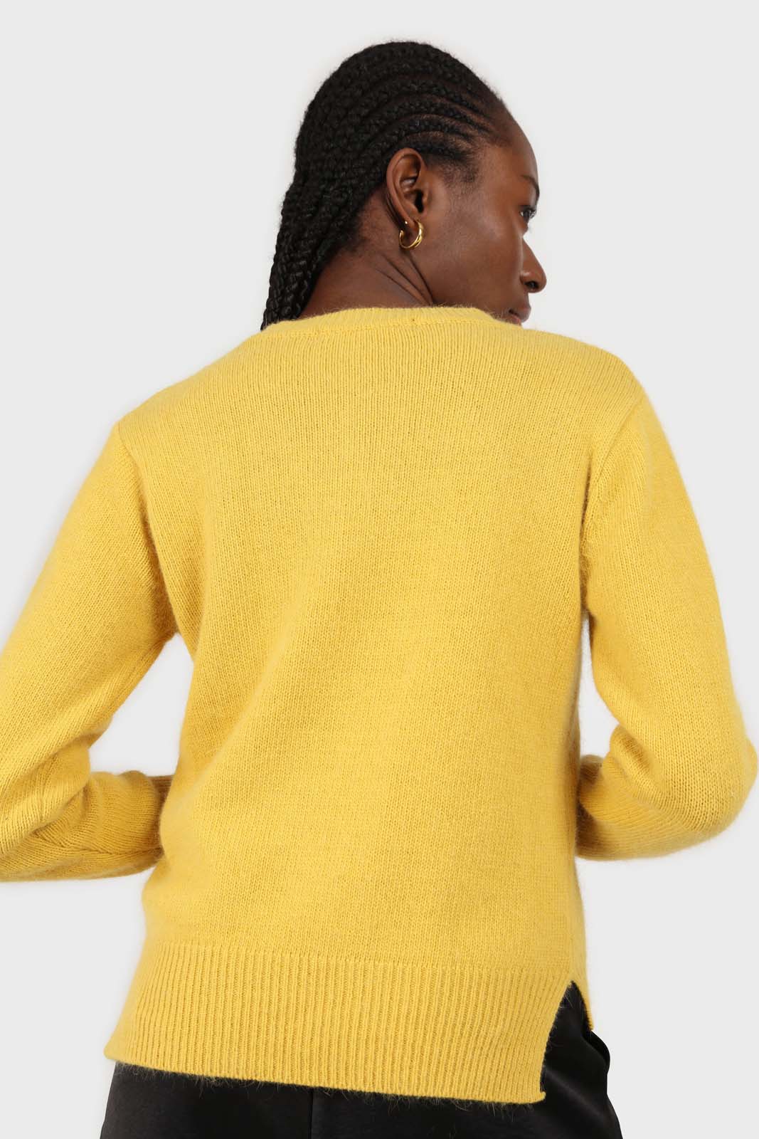 Yellow angora crew neck jumper