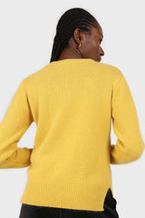 Yellow angora crew neck jumper