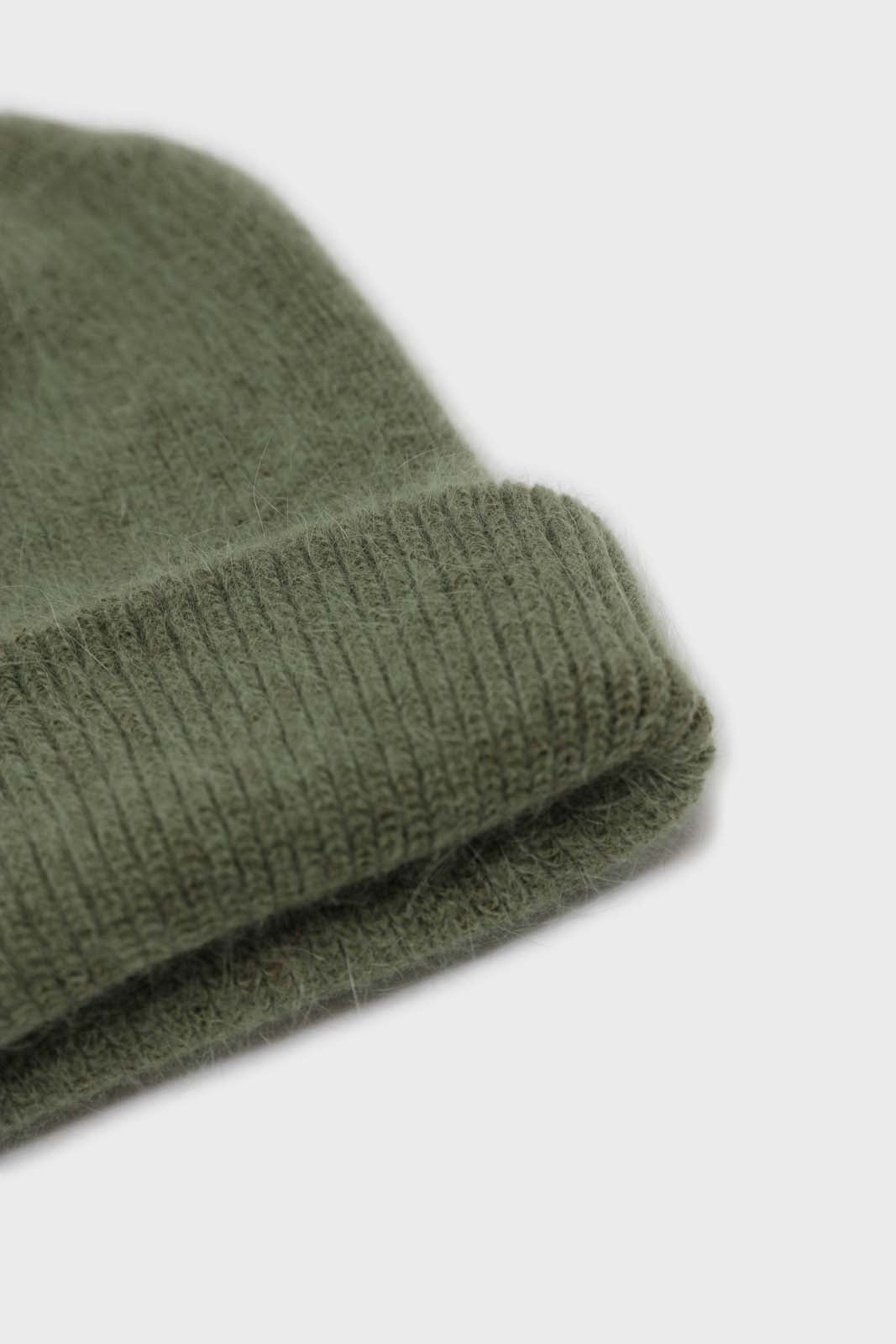Light khaki mohair beanie hat