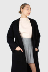 Black thick angora sweater coat