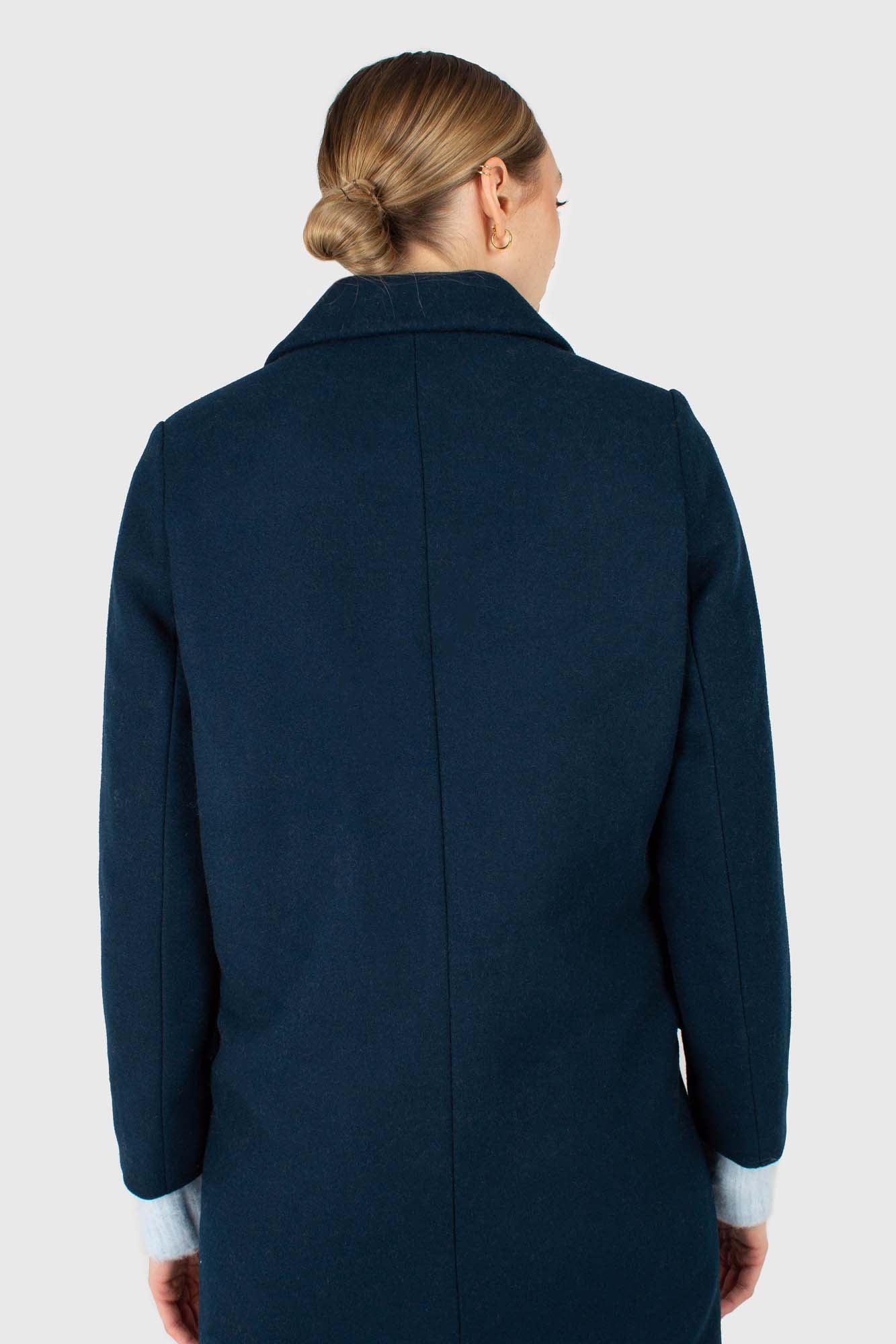 Marine blue wool double breasted coat