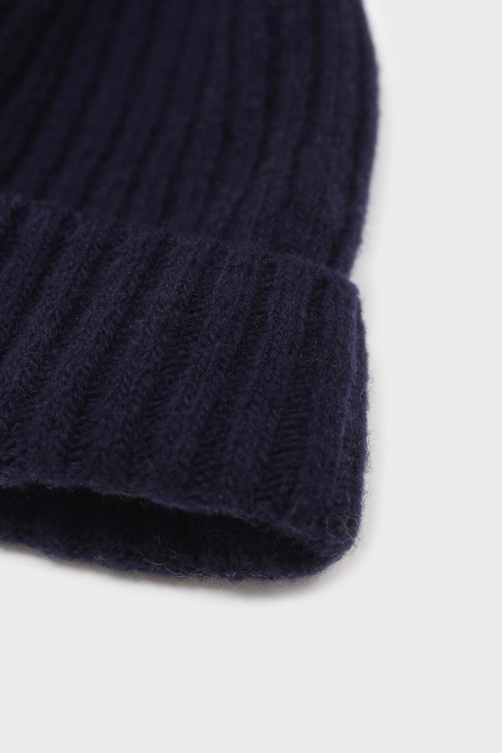 Navy ribbed wool beanie hat