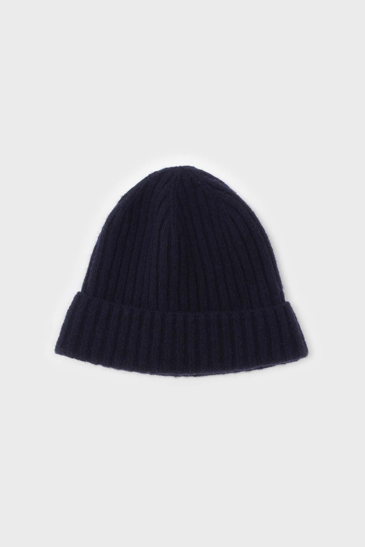 Navy ribbed wool beanie hat