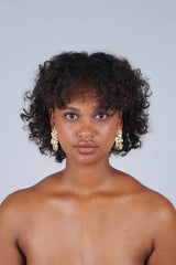 Gold hammered three circle earrings