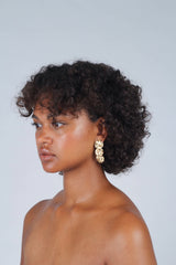 Gold hammered three circle earrings