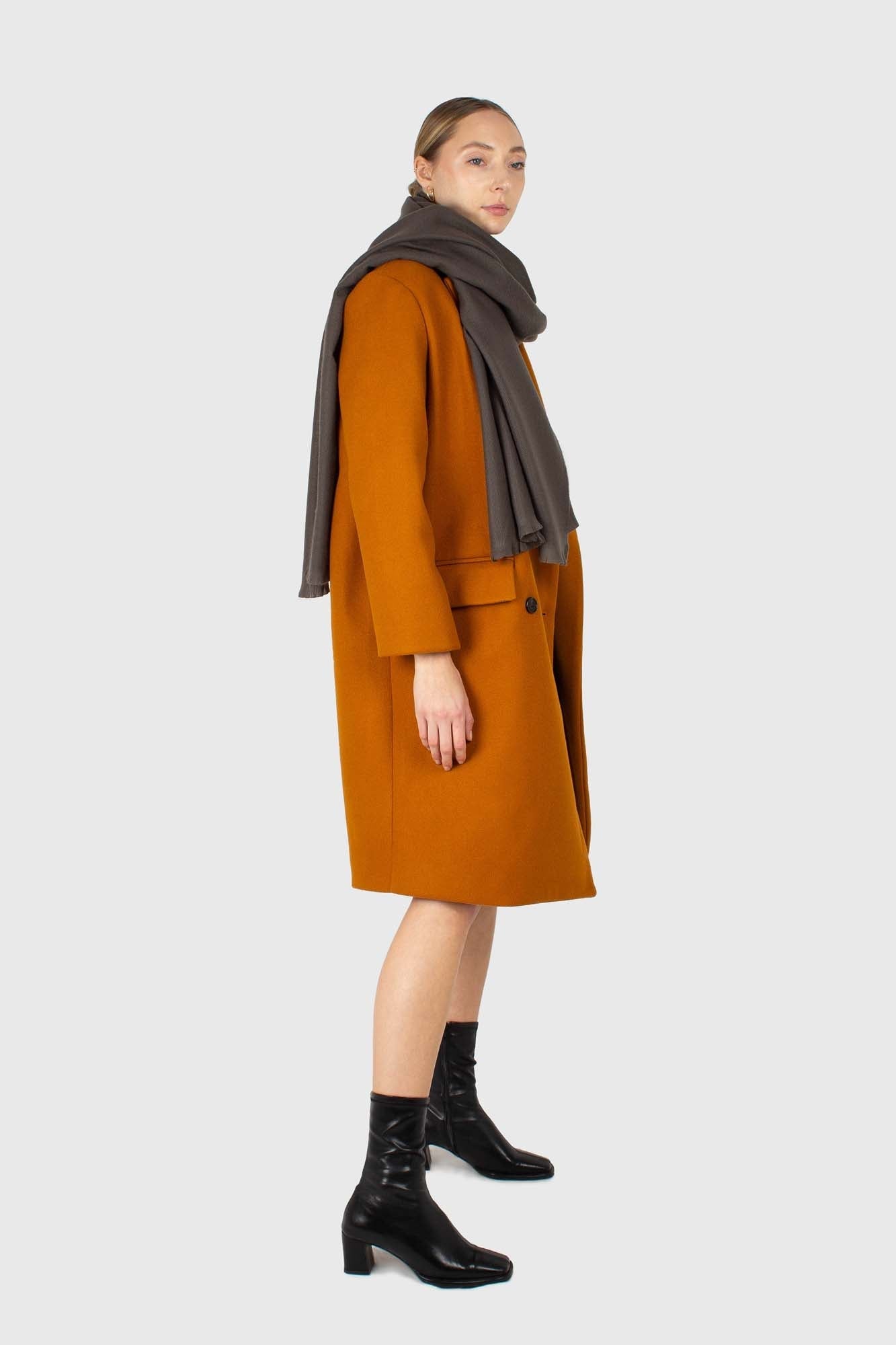 Mustard smooth double breasted coat
