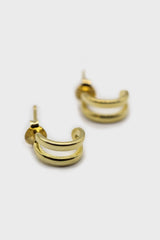 Gold small double lined hoop earrings