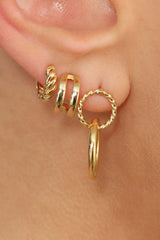 Gold small double lined hoop earrings