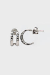 Silver small double lined hoop earrings