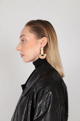 Gold geometric wavy semi-circle earrings