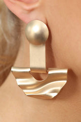 Gold geometric wavy semi-circle earrings