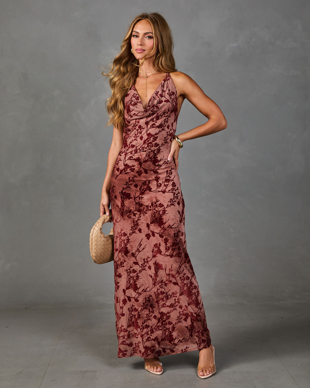 Meadow Darling Floral Cowl Neck Maxi Dress