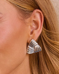 Mona Ribbed Sculpted Triangle Earrings