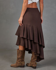 Briston Linen Blend Tiered Ruffle Midi Skirt