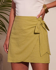Lillianah Striped Wrap Tie Mini Skirt