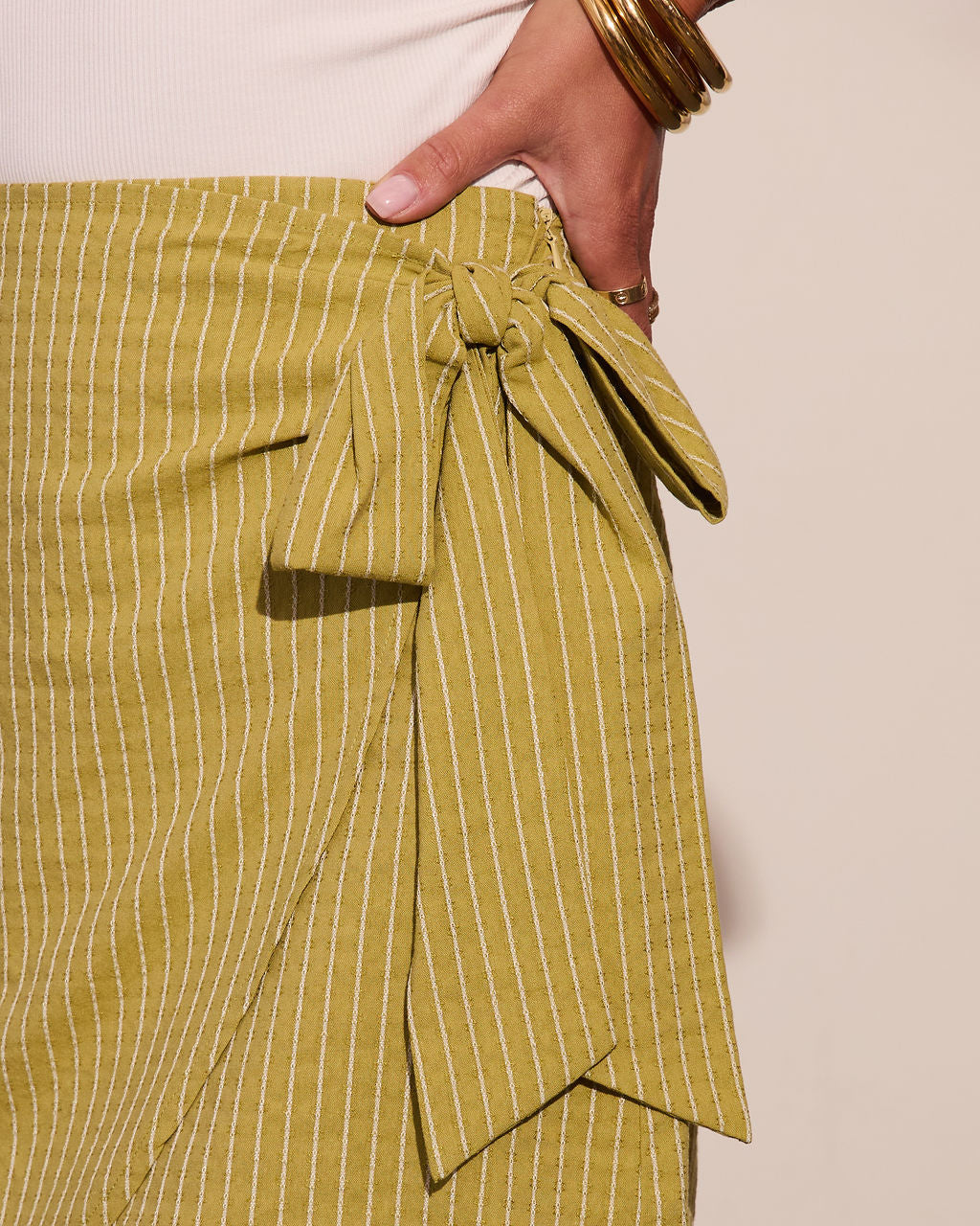 Lillianah Striped Wrap Tie Mini Skirt