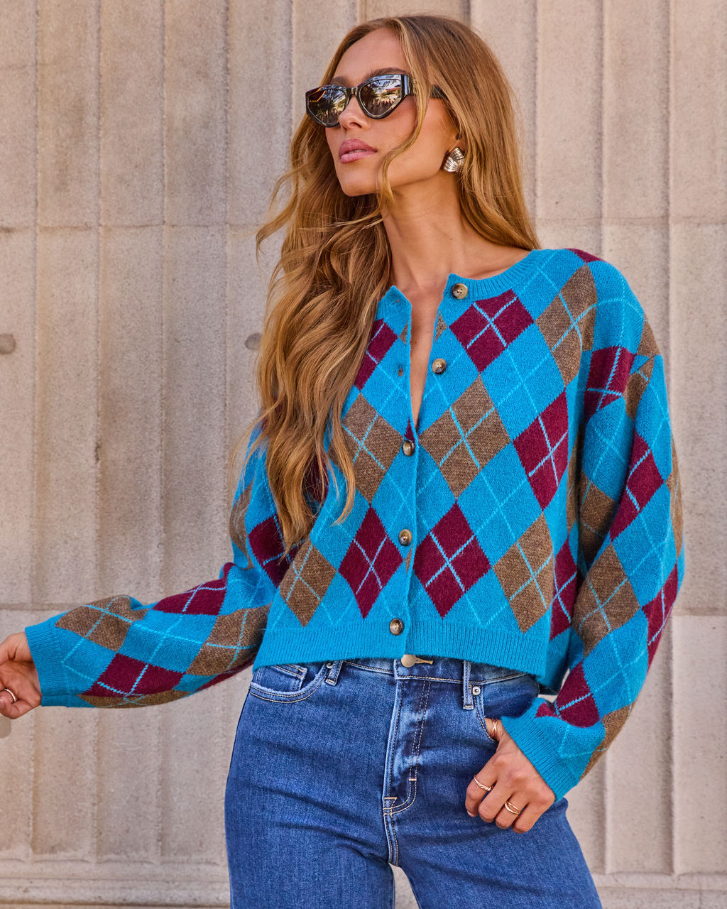 Season Calling Knit Argyle Cardigan