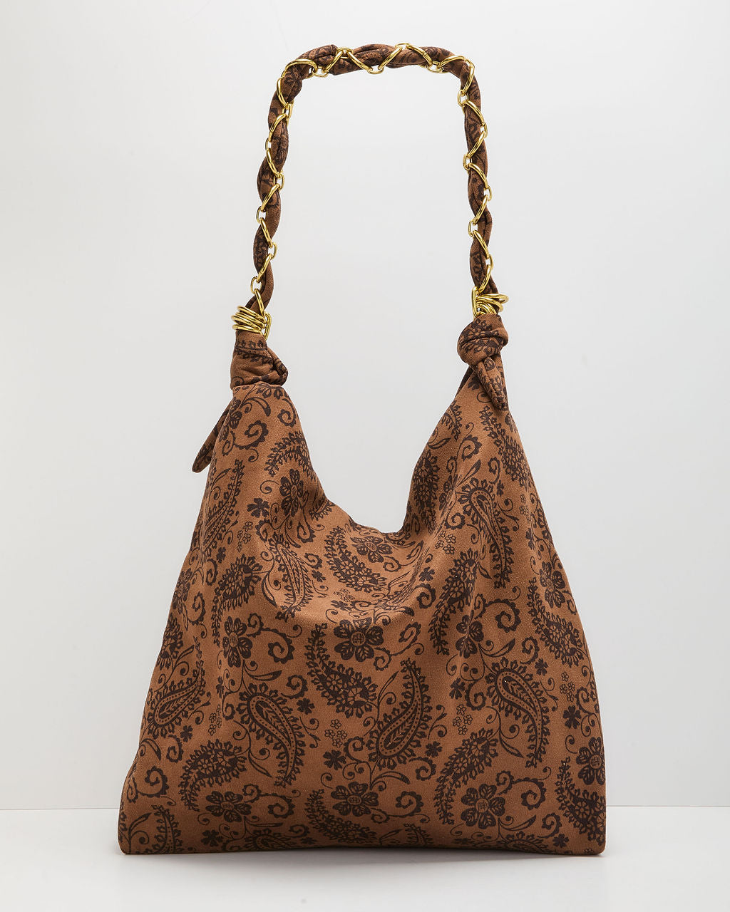 Sylena Faux Suede Paisley Print Shoulder Bag