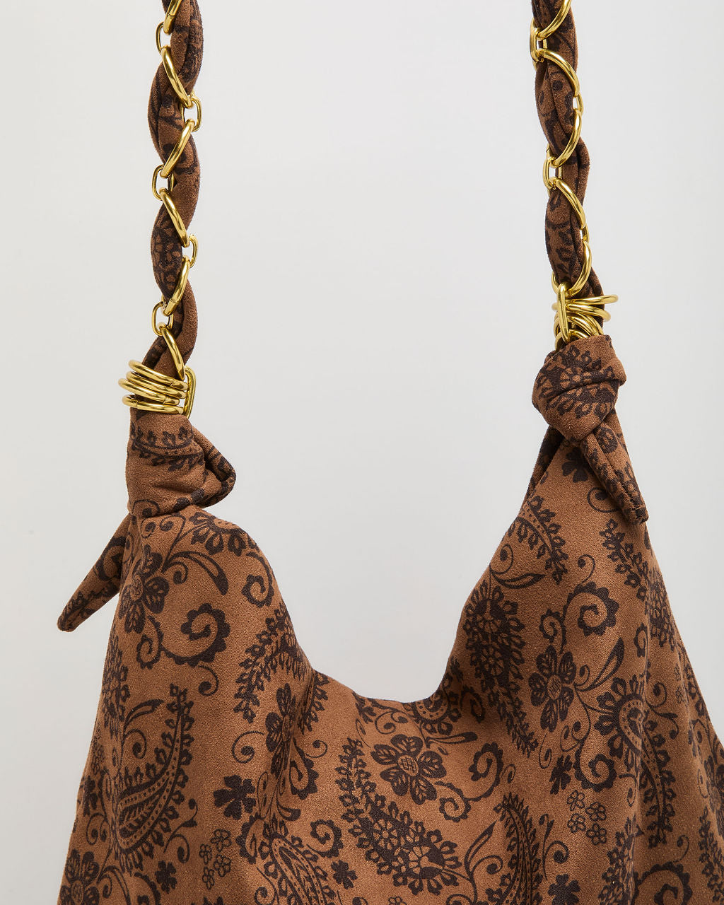 Sylena Faux Suede Paisley Print Shoulder Bag