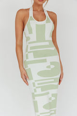 Desert Daze Halterneck Knit Dress Sage