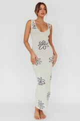 Sunland Knit Maxi Dress Flower Cream