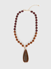 Sugar Storm Beaded Pendant Necklace Brown