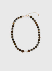 In Your Life Beaded Necklace Brown / Pearl