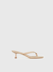 So Exclusive Faux Suede Thong Heels Tan