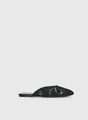 Gretta Lace Slip On Flats Black