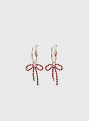 Goodnight And Go Bow Hoop Earrings Gold / Red