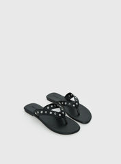 Lyana Eyelet Detail Sandals Black