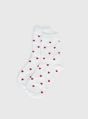 Sweet Heart Socks White / Red