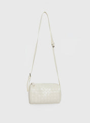 Corlee Woven Faux Leather Cylinder Bag Cream