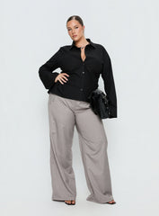 Eryx Tie Back Button Up Top Black Curve