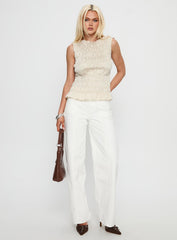 Elenir Shirred Top Beige