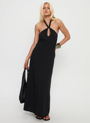 Kaiana Keyhole Halter Maxi Dress Black