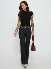True Grit Eyelet Flare Pants Grey