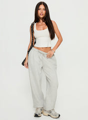Caspa Dream Fleece Oversized Ankle Cuff Jogger Grey Marle