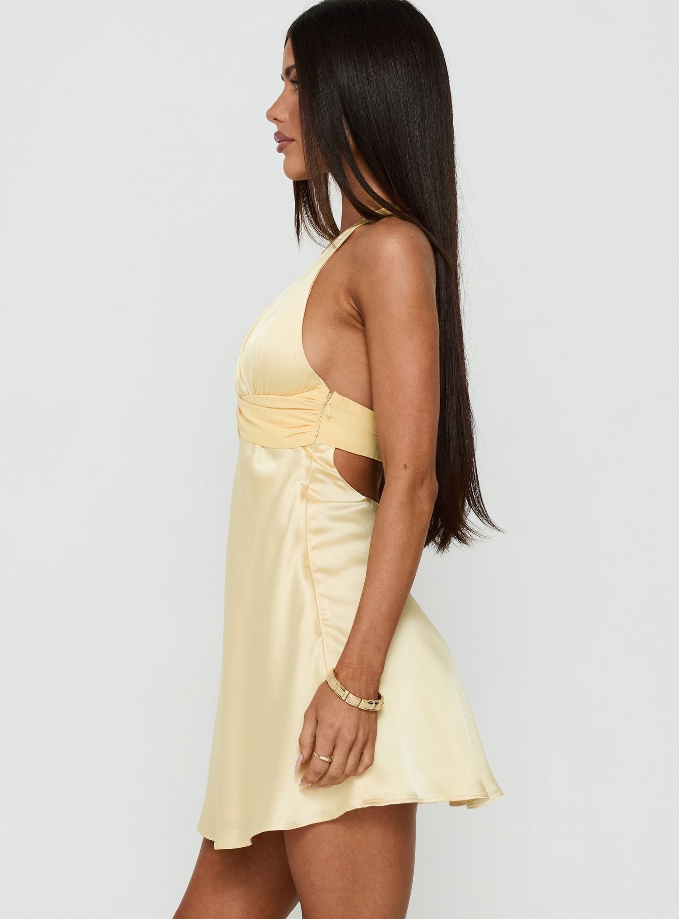 Odyssa Halter Mini Dress Yellow