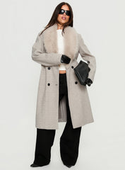 Hallyn Faux Fur Collar Coat Beige