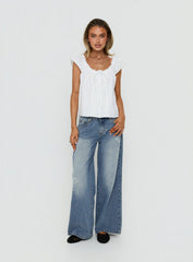 Never Over Floaty Babydoll Top White