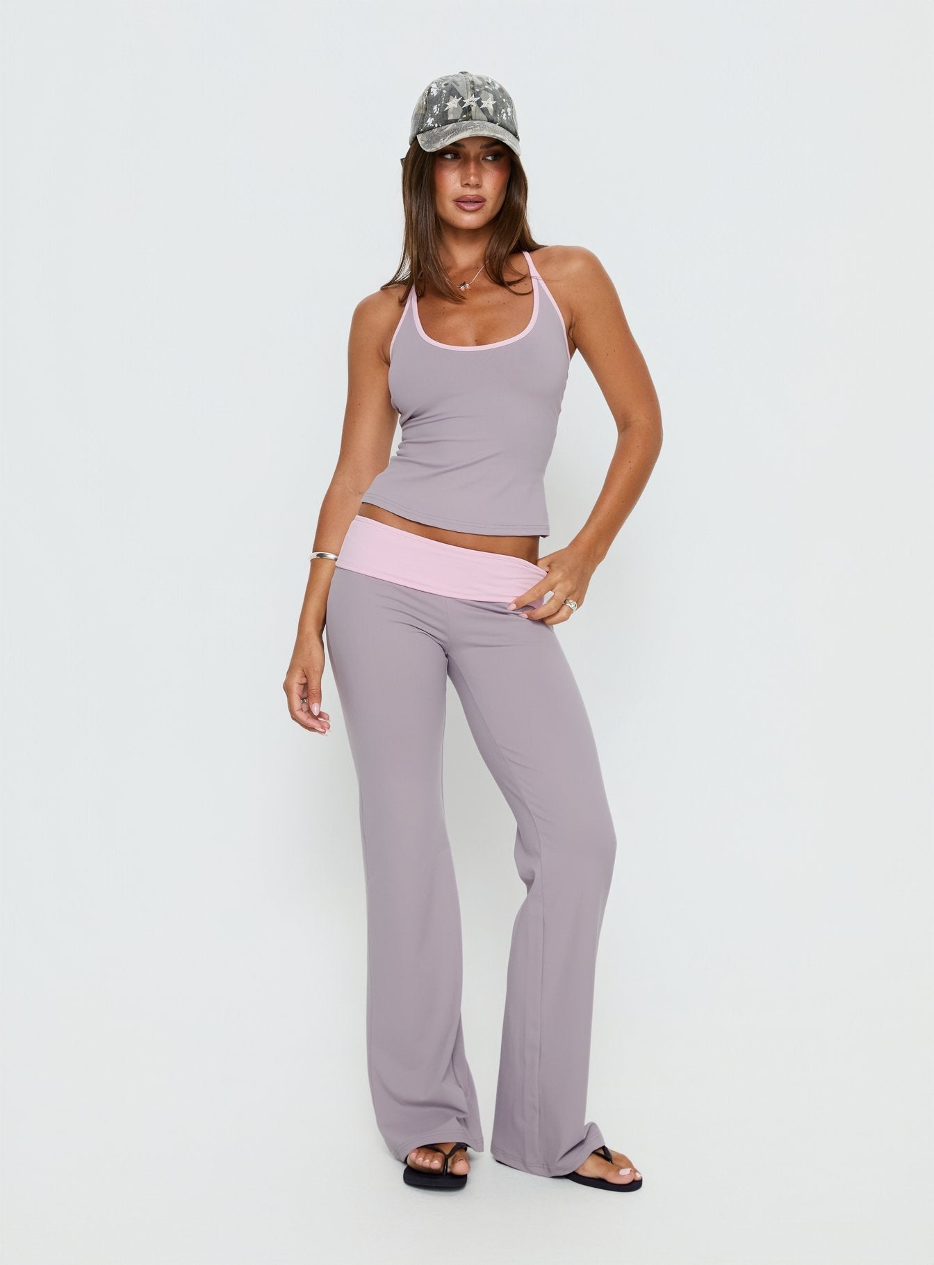 Kobee Jersey Flare Pants Slate / Dusty Pink