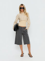 Finlea Cinched Long Sleeve Top Yellow Stripe