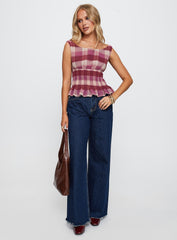 Sweet Honey Frill Top Pink Check