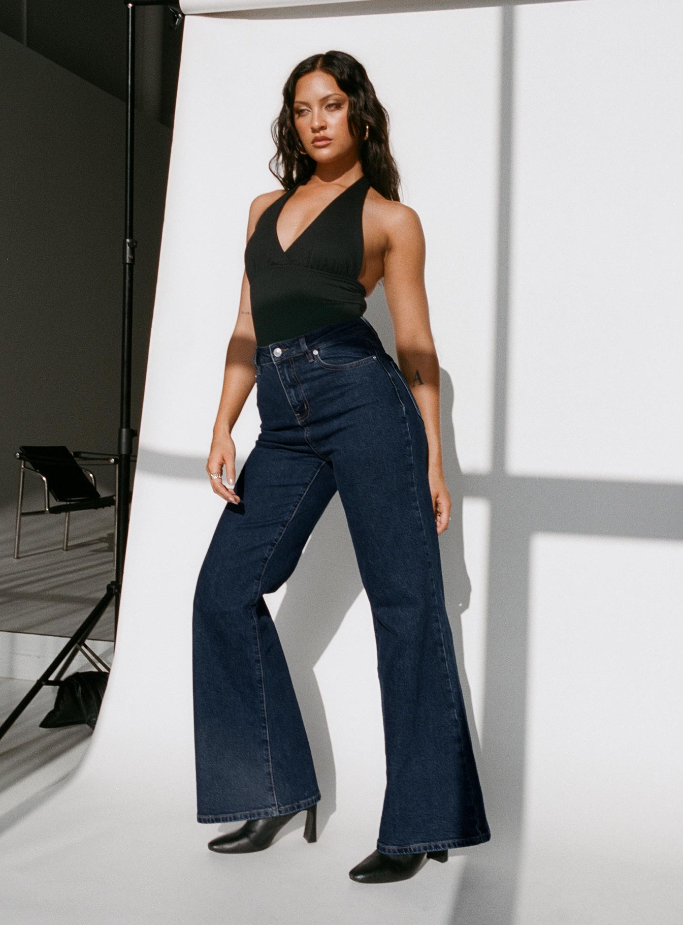 Thearlie High Flare Jean Dark Wash