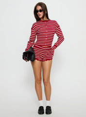 Dollhouse Knit Shorts Crimson Stripe