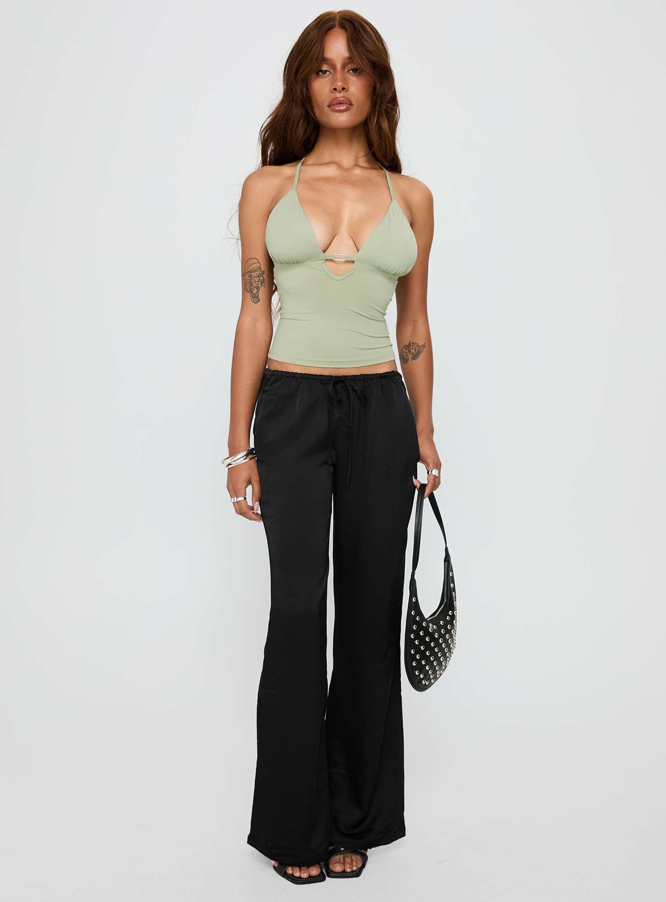 Norwalk Plunge Neck Top Sage